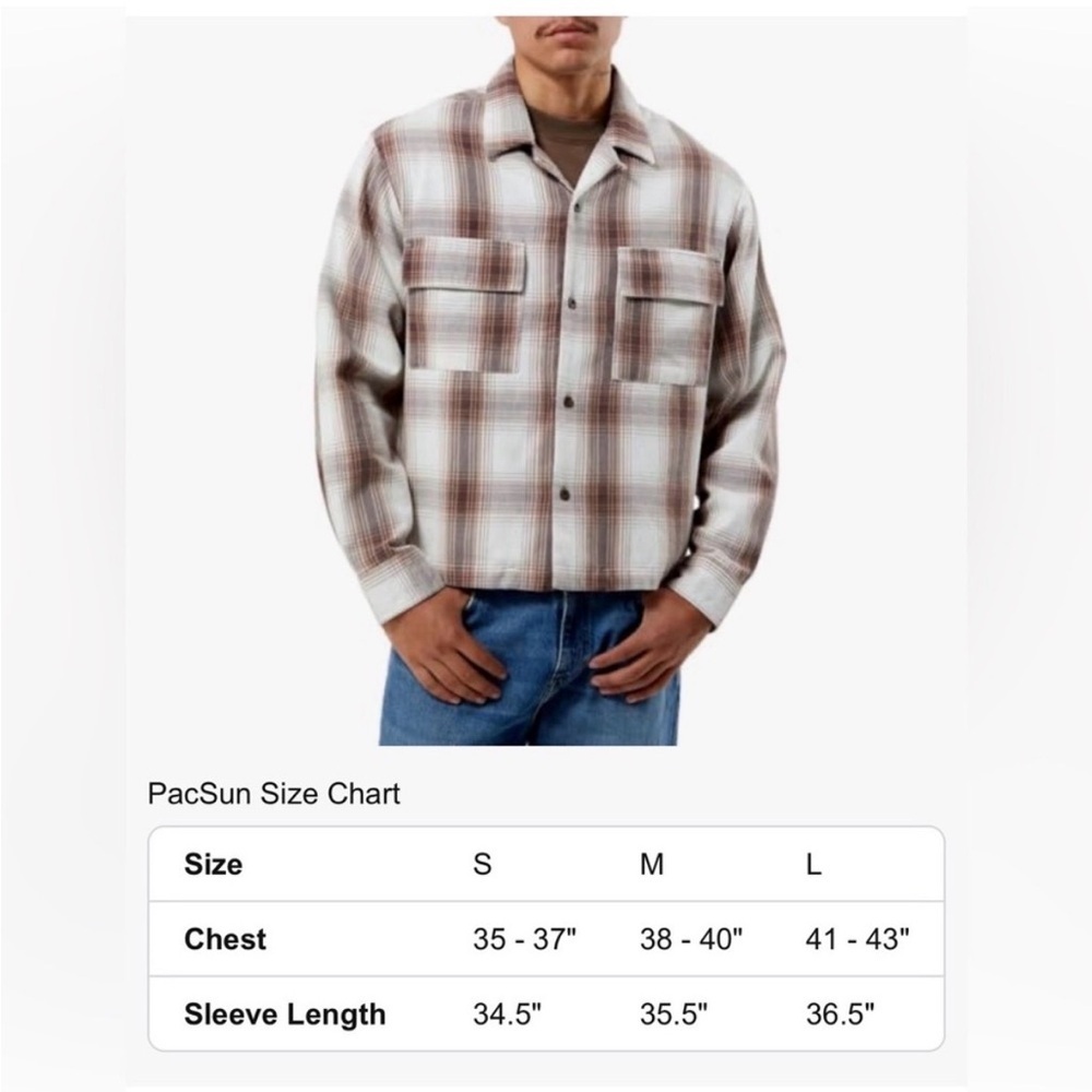 Men's Pacsun Brown Washed Cropped Flannel Shirt. Size Med - Picture 7 of 7